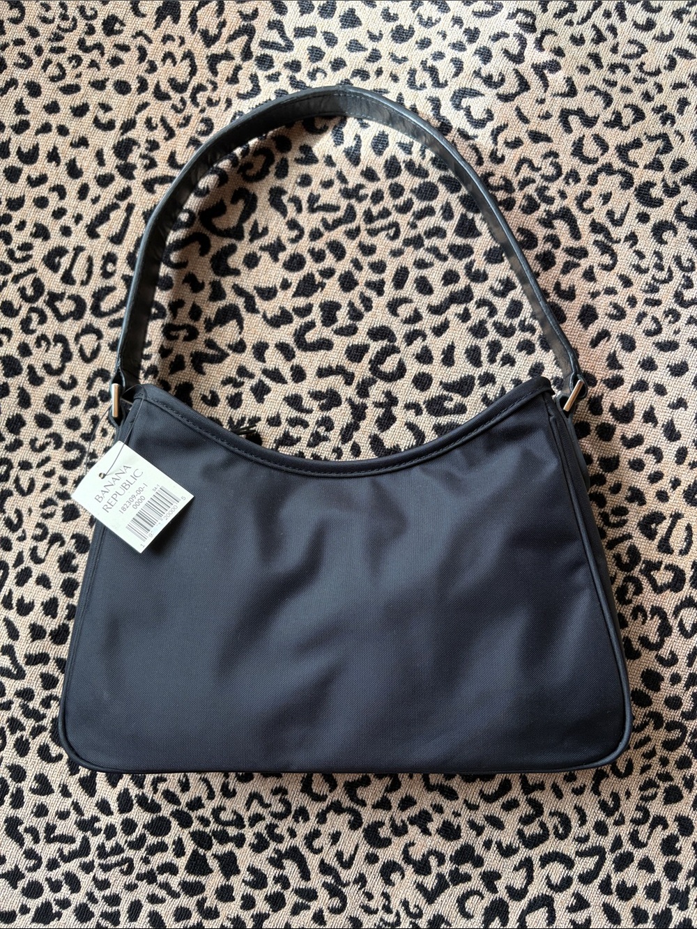 Vintage Deadstock NWT Y2K Banana Republic Black Classic Nylon Leather Purse Bag